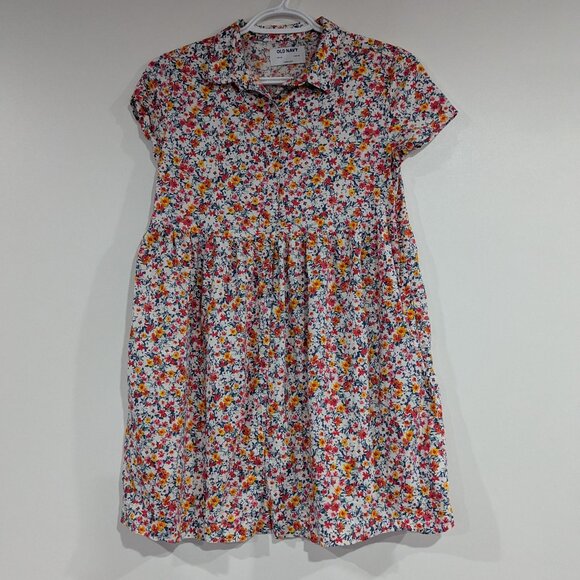 Old Navy Floral Shirt Dress Red White Yellow Size Large Size 12 - Picture 1 of 4